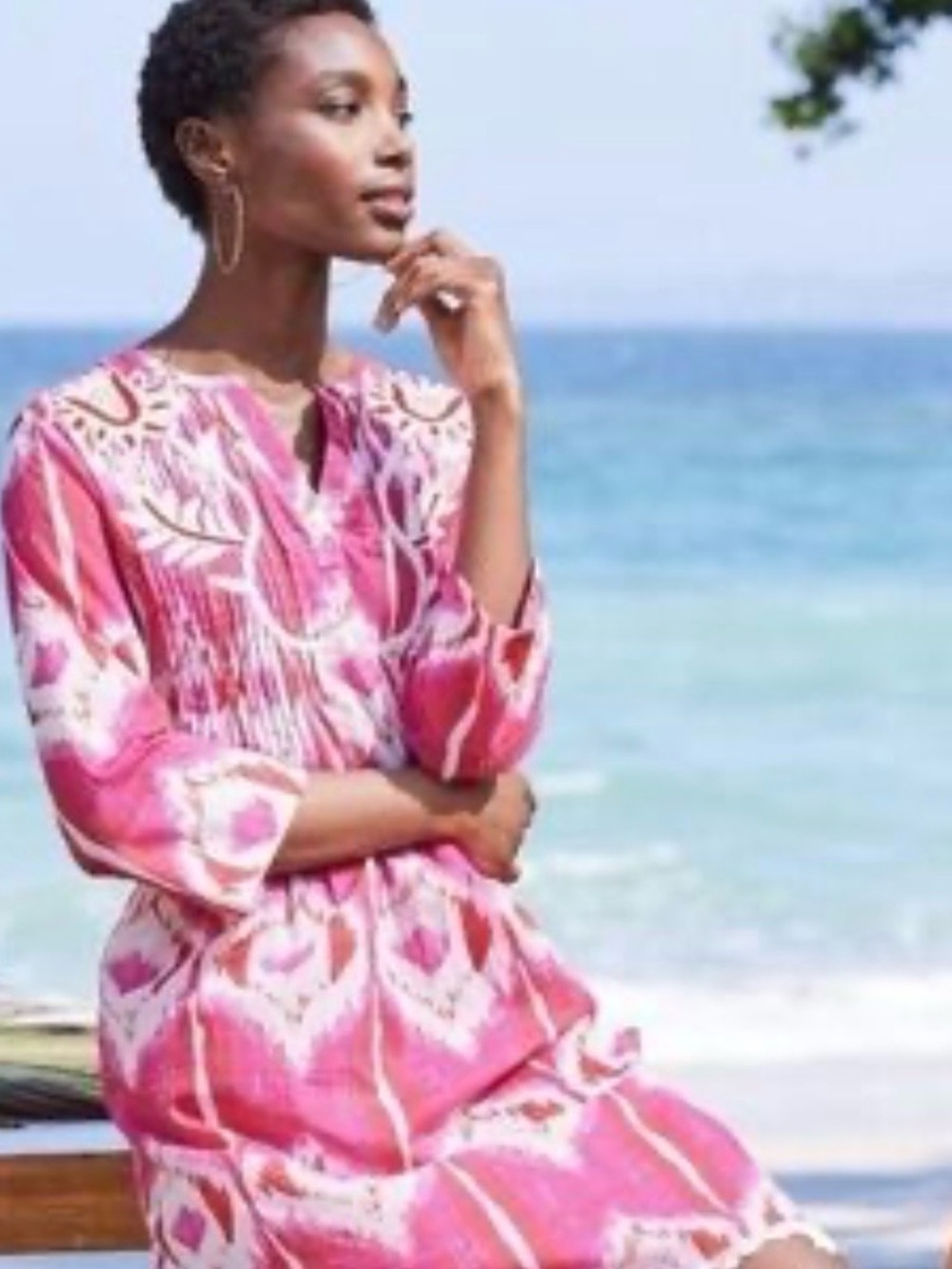 SOFT SURROUNDINGS ANANTARA Soutache Beaded TUNIC DRESS BOHO Resort wear M IKAT